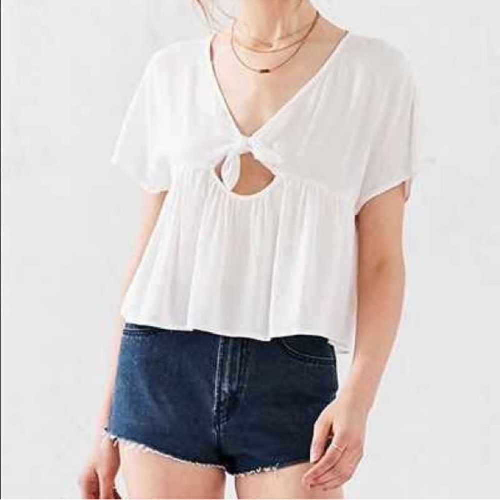 Urban Outfitters Kimchi Blue Tie Front Loose Peplum Crop Top Sz M